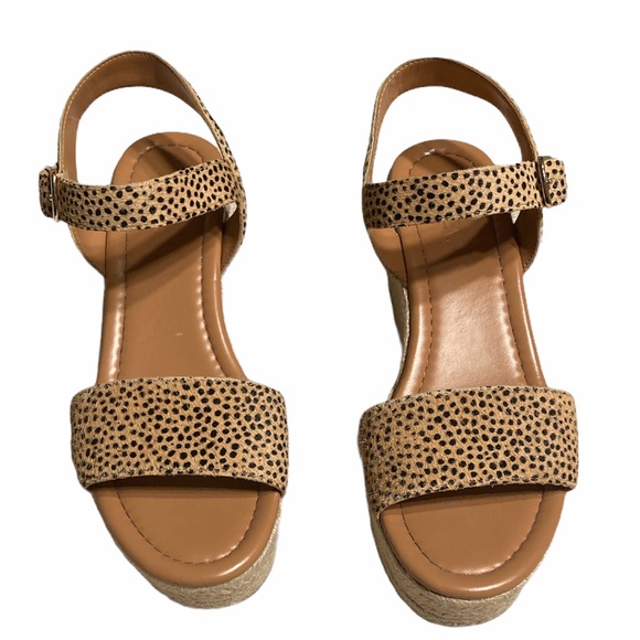 Leopard Platform Espadrille Sandals Size